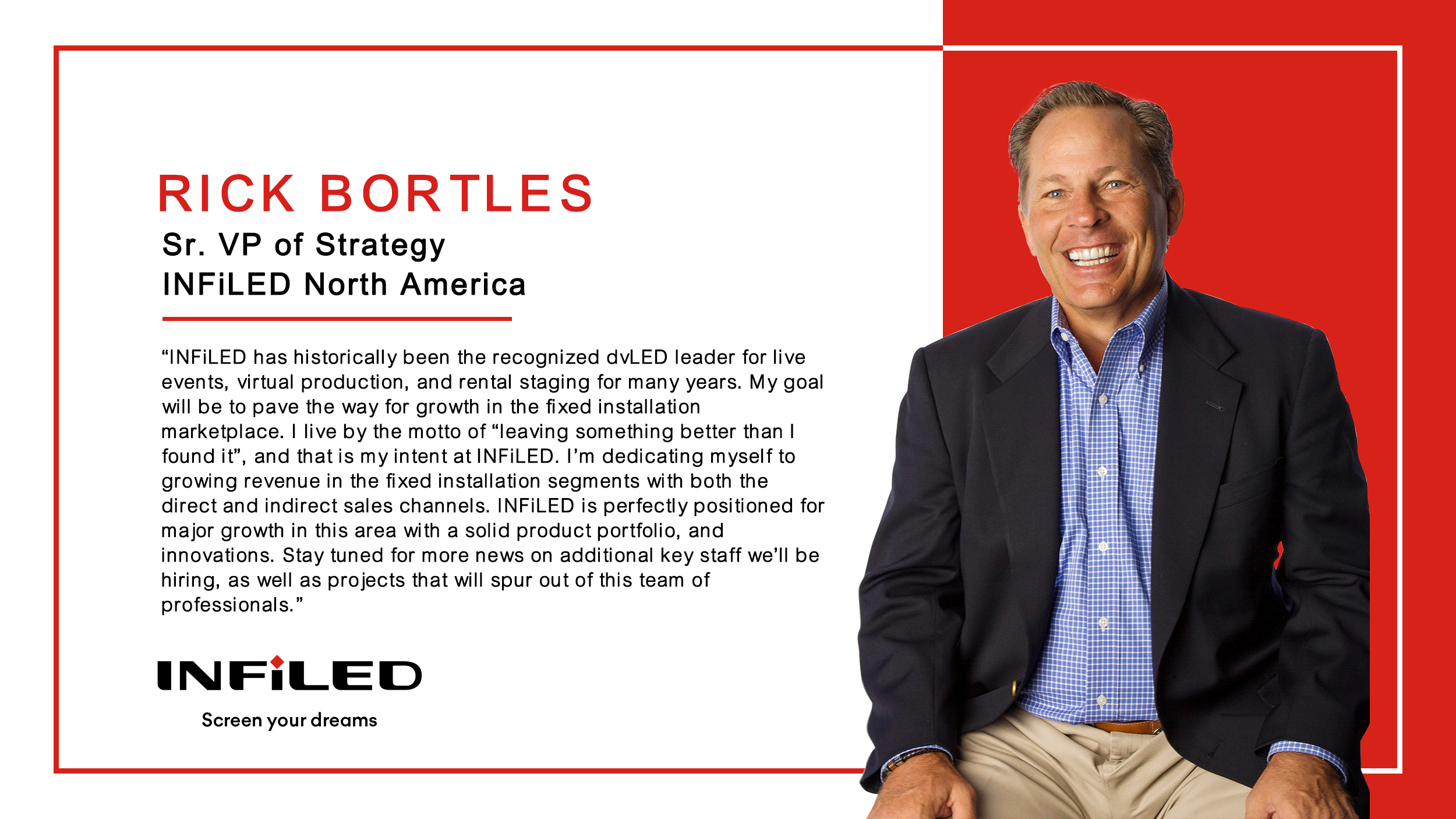 INFiLED taps dvLED Pro, Rick Bortles as Sr. VP of Strategy for North America